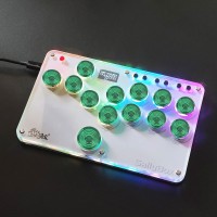 13-Button Sallybox Arcade Controller Mini Fight Stick Game Controller with Green Keycaps for Hitbox