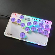 13-Button Sallybox Arcade Controller Mini Fight Stick Game Controller with Purple Keycaps for Hitbox