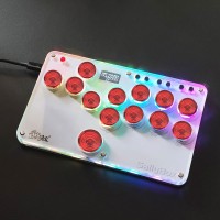 13-Button Sallybox Arcade Controller Mini Fight Stick Game Controller with Red Keycaps for Hitbox