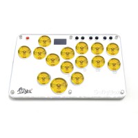Sallybox Plus 15-Button Arcade Controller Mini Fight Stick with Yellow Keycaps and Layout for Hitbox