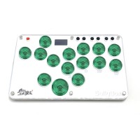 Sallybox Plus 15-Button Arcade Controller Mini Fight Stick with Green Keycaps and Layout for Hitbox