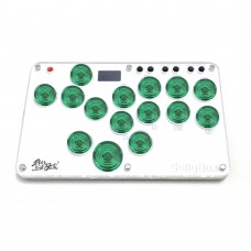 Sallybox Plus 15-Button Arcade Controller Mini Fight Stick with Green Keycaps and Layout for Hitbox