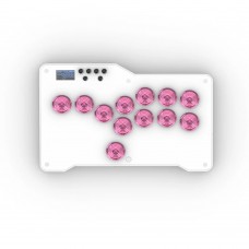 12-Button Arcade Controller Mini Fight Stick with Pink Keycaps MX Switches & Layout for Hitbox