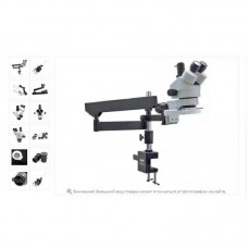 High Resolution 7X - 45X Zoom Stereo Trinocular Microscope + Flexible Stand + 32mm Column for Maintenance and Repair
