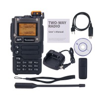 Quansheng UV-K6 5W 5KM Walkie Talkie Handheld Transceiver VHF UHF Radio AM FM + Programming Cable