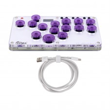 Sallybox Plus 15-Button Arcade Controller Mini Fight Stick with Purple Keycaps and Layout for Hitbox