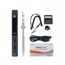 TS101 90W Mini Soldering Iron Electric Soldering Iron w/ ESD Ground Clip USB Cable Stand TS-B2 Tip