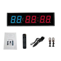 2.3" 6-Digit Gym Timer Clock Interval Timer with Buzzer Remote Control for Boxing Exercises Games