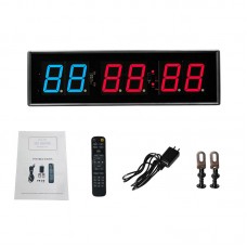 2.3" 6-Digit Gym Timer Clock Interval Timer with Buzzer Remote Control for Boxing Exercises Games