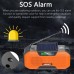 5000mAh EU Orange Emergency Radio FM AM Radio with Solar Power Charging Flashlight Compass Alarm