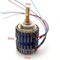 10K Dual Potentiometer 24-Step L-Type Volume Potentiometer w/ Copper Shaft & Resistors for Vishay Dale
