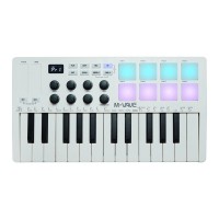 M-VAVE SMK-25 White 25 Key MIDI Keyboard Controller with RGB Backlit Drum Pads for Arrangement