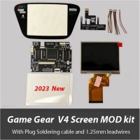 V4.0 Non-Laminated Highlight Screen MOD Kit w/ Black Glass Screen Cover & Cables for SEGA Game Gear