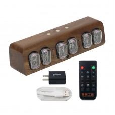 Soviet IN12 Glow Tube Clock Bluetooth Nixie Tube Clock Electronic Alarm Clock With Solid Wood Shell -Walnut