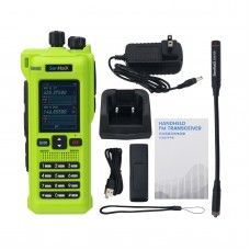 Grass Green GT-12 10W Multi-band Handheld Walkie Talkie 2-Inch LED Color Screen Built-in Bluetooth Support FM/AM/UHF/VHF