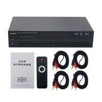 EQ666BT Dual 20-Band Stereo EQ Graphic Equalizer (Black) + 4pcs Cables with Dual RCA Connector