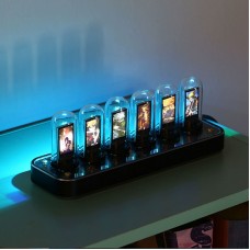 6-Digits RGB Nixie Tube Clock Desktop Decoration 1.14-inch IPS Screen Gesture Control Glow Tube Clock