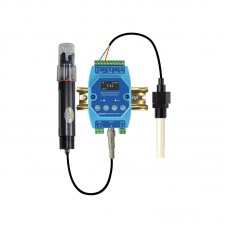 PH EC Temp Meter PH and EC Meter Water Quality Online Sensor w/ Screen and DIN Rail Module Enclosure