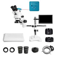 HAYEAR HYZS7045-STL1 Trinocular Single-armed HD Continuous Multiplier 7-45X Zoom Microscope with Industrial Camera and Screen