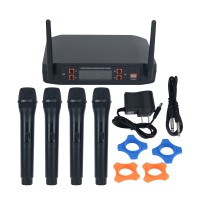 RK-148 Pro Wireless Microphone System with 4 Cordless Microphones for Speakers KTV Karaoke Meeting