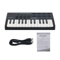 M-VAVE SMK-25 Black 25 Key MIDI Keyboard Controller with RGB Backlit Drum Pads for Arrangement