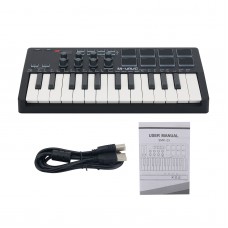 M-VAVE SMK-25 Black 25 Key MIDI Keyboard Controller with RGB Backlit Drum Pads for Arrangement