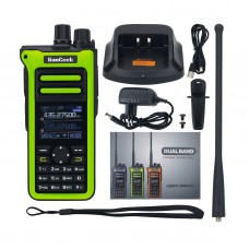 HAMGEEK GT-10 15W Walkie Talkie UHF VHF Marine Radio FM AM Radio Receiver (Green) for Road Trips