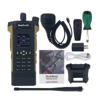 HAMGEEK APX-8000 12W Dual Band Radio VHF UHF Walkie Talkie (Brown) Dual PTT with Handheld Microphone