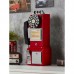 American 1950's Retro Payphone 3 Slot Payphone Wall-Mount Desktop Corded Phone (Red) with Coin Bank