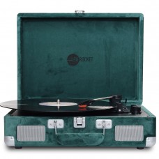 Curiosity Suitcase Turntable Bluetooth Turntable with Speakers Original Record Player (Green Velvet)