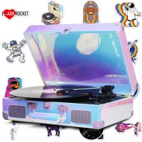 Curiosity Suitcase Bluetooth Turntable with Speakers Original Record Player (Aurora) w/ Stickers