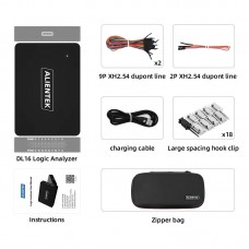 ALIENTEK DL16 250MHz 16-Channel Mini Logic Analyzer ARM FPGA STM32 Debugger Protocol Decoding with 18PCS Large Spacing Hook Clip