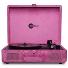 Curiosity Suitcase Turntable Bluetooth Turntable with Speakers Record Player (Hot Pink Velvet)