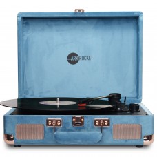 Curiosity Suitcase Turntable Bluetooth Turntable with Speakers Original Record Player (Ocean Velvet)