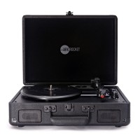 Curiosity Suitcase Turntable Bluetooth Turntable with Speakers Original Record Player (Black)