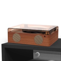 Rechargeable CD Player Bluetooth Record Player with Speakers (Brown) Enables Hifi Sound Quality