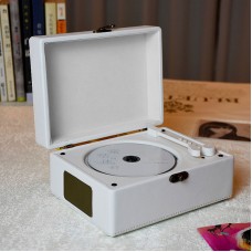 White Retro CD Player Bluetooth CD Player with Speakers Supports USB Drive & Hifi Sound Quality