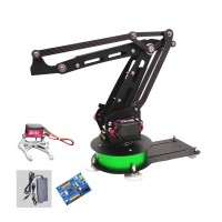 3DOF Robot Arm Mechanical Arm Robotic Arm (Matte Black) w/ Control Board + Power Adapter + Gripper