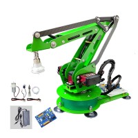 3DOF Robot Arm Mechanical Arm Robotic Arm (Green) with Control Board + Power Adapter + Air Pump