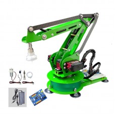 3DOF Robot Arm Mechanical Arm Robotic Arm (Green) with Control Board + Power Adapter + Air Pump