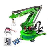 3DOF Robot Arm Mechanical Arm Robotic Arm (Green) with Control Board + Power Adapter + Gripper