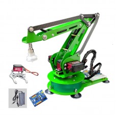 3DOF Robot Arm Mechanical Arm Robotic Arm (Green) with Control Board + Power Adapter + Gripper