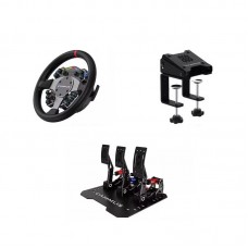 CAMMUS C12 300mm/11.8" Direct Drive Steering Wheel Gaming Wheel + CS5 Desk Clamp + LC100 3 Pedal Set