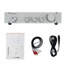 BRZHIFI L1 Frosted Silvery Pure Class A 2.0/2.1 Channel HiFi Audio Power Amplifier 3-Channel Wired In and 1-Channel Out