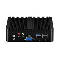 J1900 4-Core Fanless Embedded Micro Computer Industrial Mini PC 8G RAM + 128G SSD Support for VGA and HDMI-compatible Display