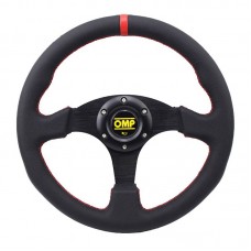 Simplayer 13 Inch Steering Wheel Universal Racing Wheel (Leather + Red Stripe) for OMP Modification