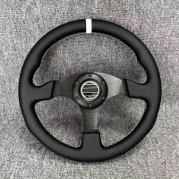 Simplayer 13" Universal Steering Wheel Racing Wheel Leather + White Stripe for Modification Sparco