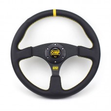 Simplayer 14" Universal Steering Wheel Racing Wheel (Leather + Yellow Stripe) for OMP Modification