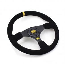 Simplayer 14" Universal Steering Wheel Racing Wheel Matte Suede + Yellow Stripe for OMP Modification