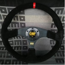 Simplayer 14" Universal Steering Wheel Racing Wheel Matte Suede + Red Stripe for OMP Modification